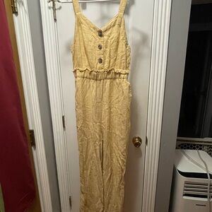 Romeo & Juliet Couture Mustard Jumpsuit with Button Detail